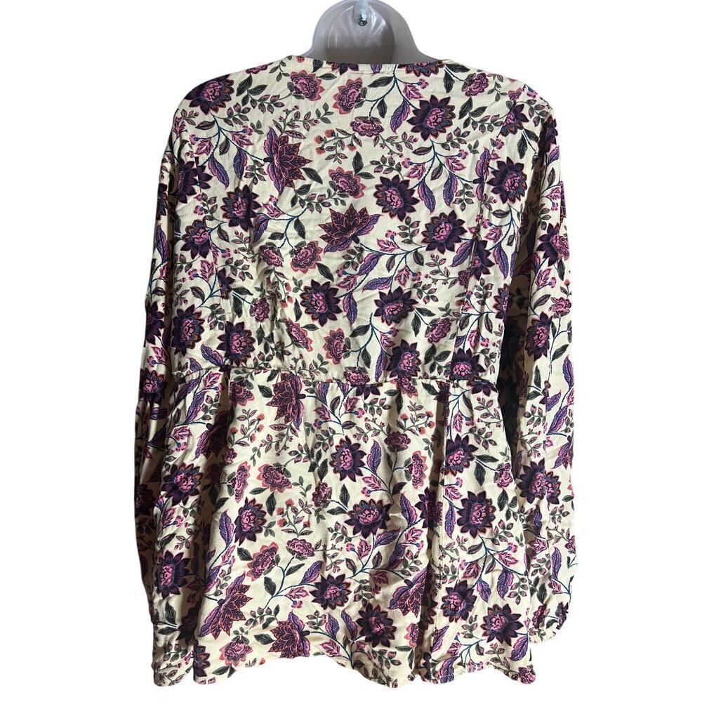 Torrid Womens Top Babydoll Crepe Boho Feminine Whimsy Lace Up Floral 1X - Picture 6 of 7